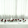6 ft | Burgundy | 13 Flowers | UV Protected Silk Rose Garland | Bendable Wire Vines | Artificial Flower Garlands with Leaves