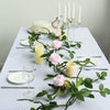 6FT Long Blush Real Touch Rose Garland With 5 Big Roses, Wedding Garland Centerpiece