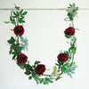 6FT Long Burgundy Real Touch Rose Garland With 5 Big Roses, Wedding Garland Centerpiece