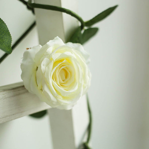 6FT Long Cream Real Touch Rose Garland With 5 Big Roses, Wedding Garland Centerpiece