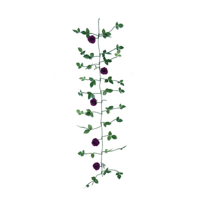 6FT Long Purple Real Touch Rose Garland With 5 Big Roses, Wedding Garland Centerpiece