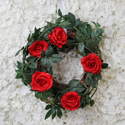 6FT Long Red Real Touch Rose Garland With 5 Big Roses, Wedding Garland Centerpiece