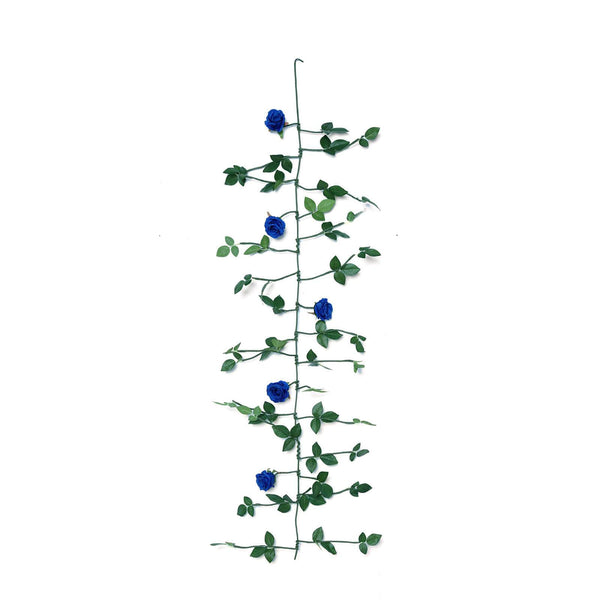6FT Long Royal Blue Real Touch Rose Garland With 5 Big Roses, Wedding Garland Centerpiece