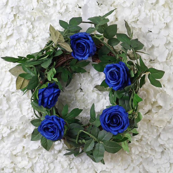 6FT Long Royal Blue Real Touch Rose Garland With 5 Big Roses, Wedding Garland Centerpiece