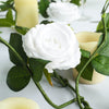 6FT Long White Real Touch Rose Garland With 5 Big Roses, Wedding Garland Centerpiece