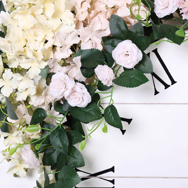 6 ft | Blush | Rose Gold | 20 Flowers | UV Protected Silk Rose Garland | Bendable Wire Vines | Artificial Flower Garlands with Leaves