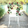 6 ft | Burgundy | 20 Flowers | UV Protected Silk Rose Garland | Bendable Wire Vines | Artificial Flower Garlands with Leaves