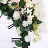 6 ft | Cream | 20 Flowers | UV Protected Silk Rose Garland | Bendable Wire Vines | Artificial Flower Garlands with Leaves
