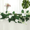 6 ft | Cream | 20 Flowers | UV Protected Silk Rose Garland | Bendable Wire Vines | Artificial Flower Garlands with Leaves