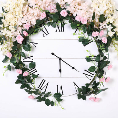 6 ft | Pink | 20 Flowers | UV Protected Silk Rose Garland | Bendable Wire Vines | Artificial Flower Garlands with Leaves