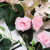 6 ft | Pink | 20 Flowers | UV Protected Silk Rose Garland | Bendable Wire Vines | Artificial Flower Garlands with Leaves#whtbkgd
