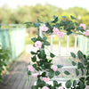 6 ft | Pink | 20 Flowers | UV Protected Silk Rose Garland | Bendable Wire Vines | Artificial Flower Garlands with Leaves