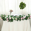 6 ft | Pink | 20 Flowers | UV Protected Silk Rose Garland | Bendable Wire Vines | Artificial Flower Garlands with Leaves