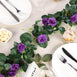 6 ft | Purple | 20 Flowers | UV Protected Silk Rose Garland | Bendable Wire Vines | Artificial Flower Garlands with Leaves
