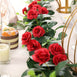 6 ft | Red | 20 Flowers | UV Protected Silk Rose Garland | Bendable Wire Vines | Artificial Flower Garlands with Leaves