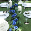6 ft | Royal Blue | 20 Flowers | UV Protected Silk Rose Garland | Bendable Wire Vines | Artificial Flower Garlands with Leaves