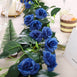 6 ft | Royal Blue | 20 Flowers | UV Protected Silk Rose Garland | Bendable Wire Vines | Artificial Flower Garlands with Leaves
