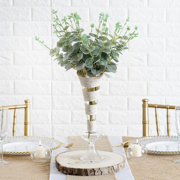 2 Bushes | 19'' Tall Frosted Green Artificial Eucalyptus Sprays