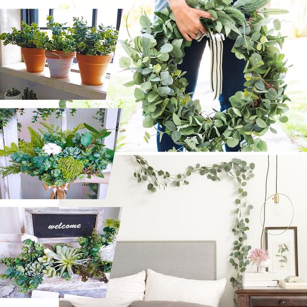 Artificial Eucalyptus Bushes, Faux Greenery Spray, Fake Eucalyptus Branches