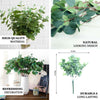 3 Bushes - 14" Frosted Green Flexible Artificial Eucalyptus Stems - UV Protected Artificial Outdoor Plant