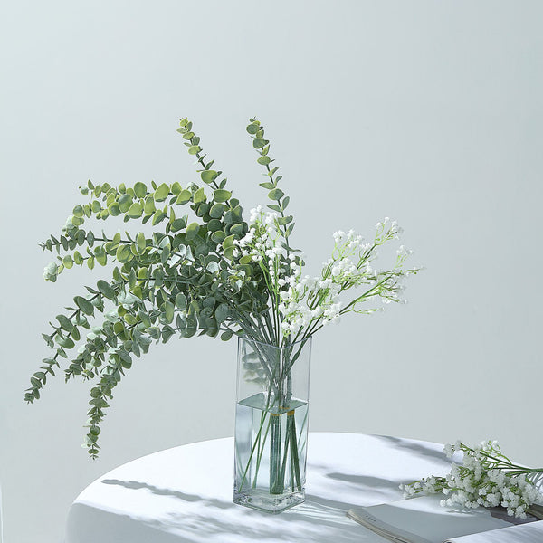 3 Bushes | 30Inch Artificial Eucalyptus Leaves Spray, Faux Greenery Stems - Frosted Green