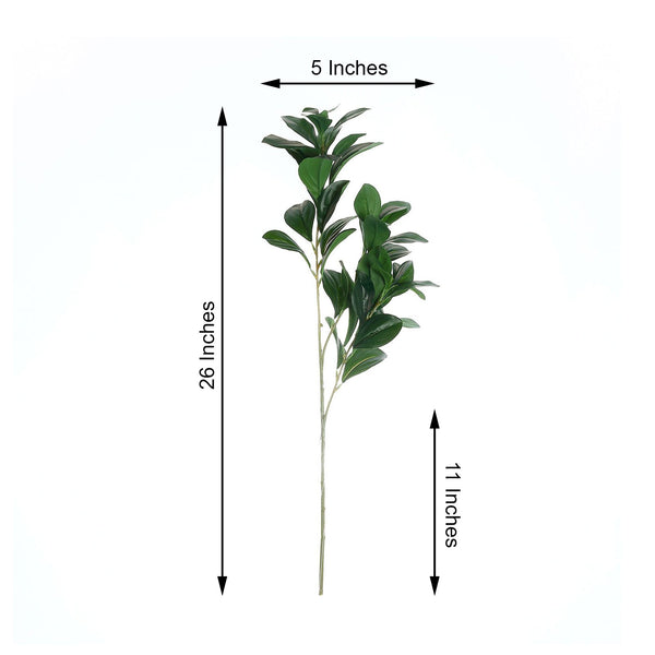 2 Pack | 26inch Artificial Green Lemon Leaf Stem, Faux Greenery Spray