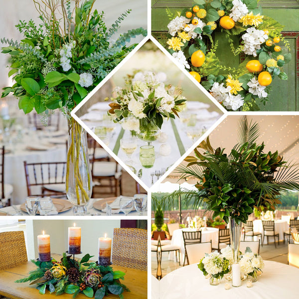 2 Pack | 26inch Artificial Green Lemon Leaf Stem, Faux Greenery Spray