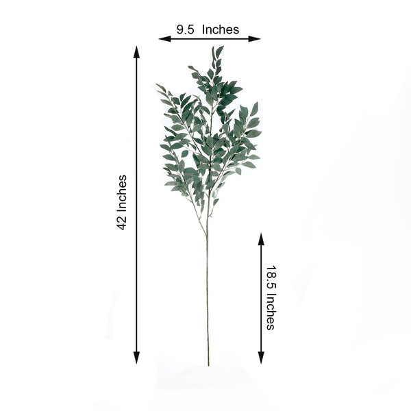 2 Stems | 42inch Honey Locust Leaves Spray, Artificial Greenery - Frosted Dark Green