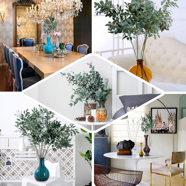 2 Stems | 42inch Honey Locust Leaves Spray, Artificial Greenery - Frosted Dark Green