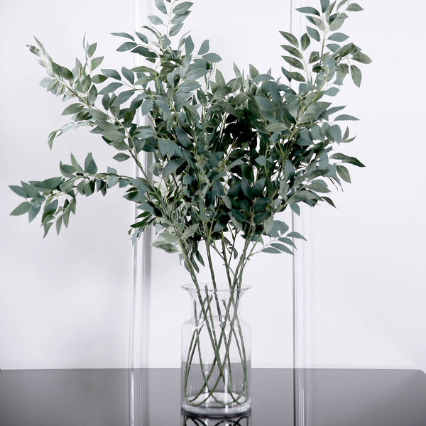 2 Stems | 42inch Honey Locust Leaves Spray, Artificial Greenery - Frosted Dark Green