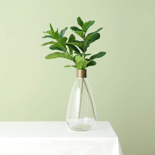 2 Pack | 25Inch Artificial Fiddle Leaf Stem Faux Greenery Centerpiece Decor