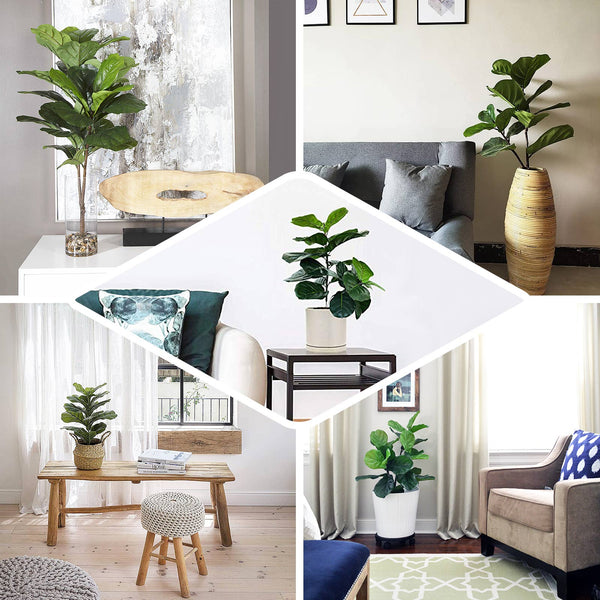 2 Pack | 30" Faux Fiddle Leaf Fig Tree, Artificial Ficus Lyrata Green Plant Indoor Home Office Decoration
