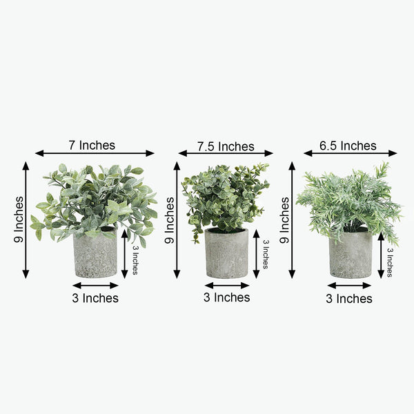 9inch Mini Potted Artificial Plants, Eucalyptus Rosemary Faux Herbs, Boxwood Greenery in Pots