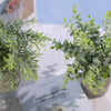Set of 3 | 9" Mini Potted Artificial Plants, Eucalyptus Rosemary Faux Herbs, Boxwood Greenery in Pots - Frosted Green