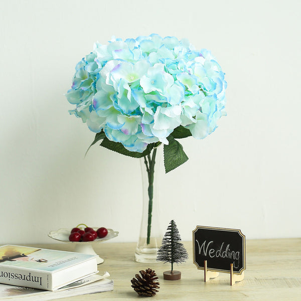 5 Bushes | 25 Heads Baby Blue Silk Hydrangea Artificial Flower Bushes