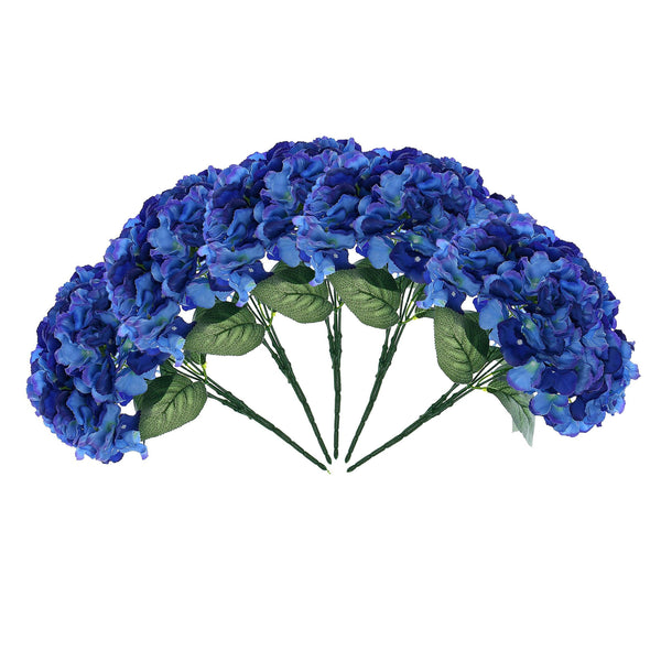 5 Bushes | 25 Heads Royal Blue Silk Hydrangea Artificial Flower Bushes
