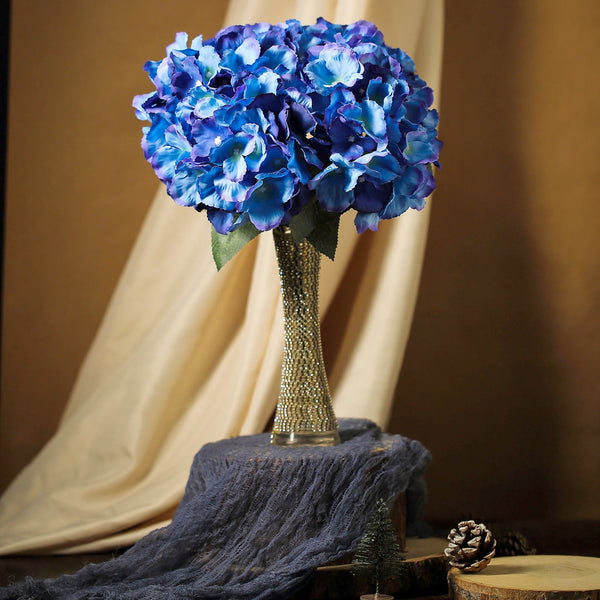 Hydrangea Bush Artificial Silk Flowers - Royal Blue