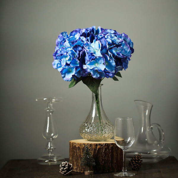 Hydrangea Bush Artificial Silk Flowers - Royal Blue