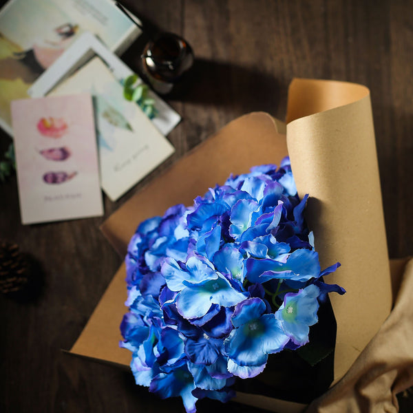 Hydrangea Bush Artificial Silk Flowers - Royal Blue