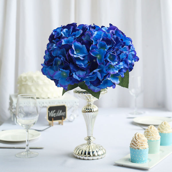 Hydrangea Bush Artificial Silk Flowers - Royal Blue