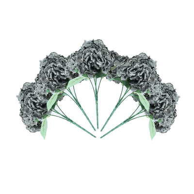5 Bushes | 25 Charcoal Grey Silk Hydrangea Artificial Flower Bushes