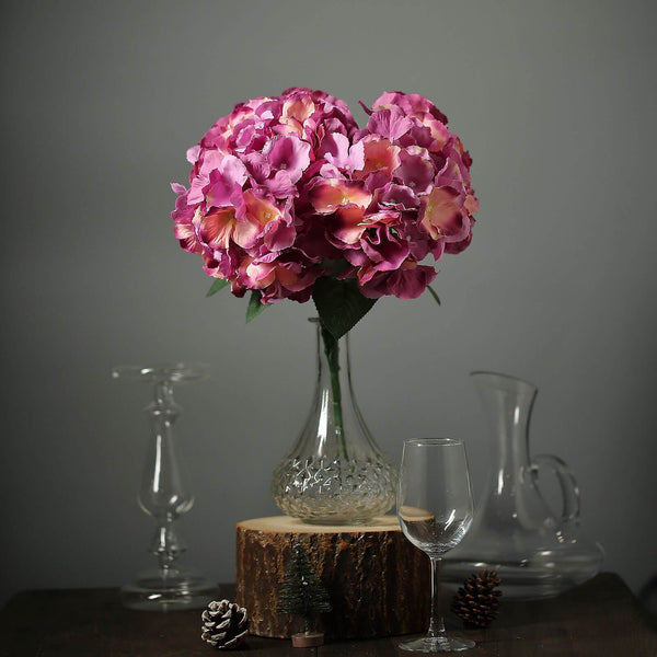 Hydrangea Bush Artificial Silk Flowers - Lavender / Pink