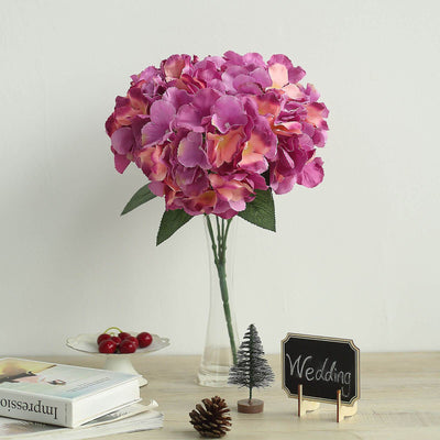 Hydrangea Bush Artificial Silk Flowers - Lavender / Pink