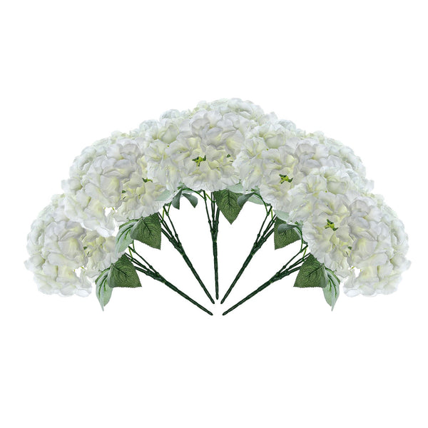 5 Bushes | 25 Heads Cream Silk Hydrangea Artificial Flower Bushes
