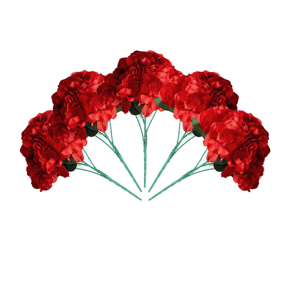 5 Bushes | 25 Heads Red Silk Hydrangea Artificial Flower Bushes