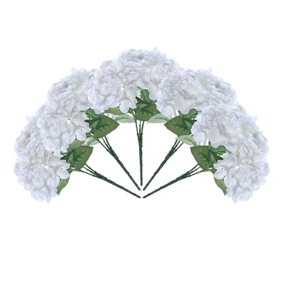 5 Bushes 25 Heads White Artificial Hydrangeas, Silk Flowers Hydrangea Bush
