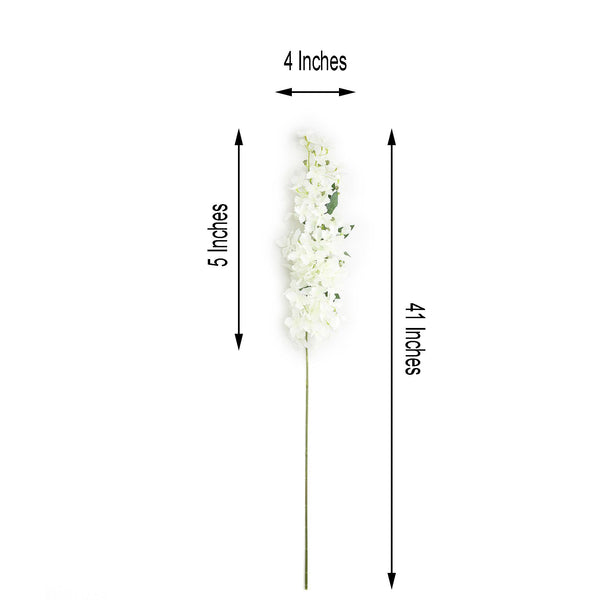 Set of 4 | White | 41" Tall Silk Hydrangea Stems | Artificial Flowers