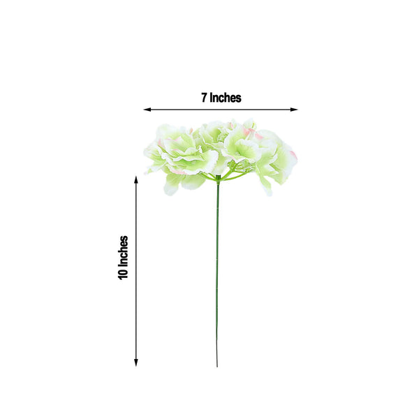 10 Pack - Lime Artificial Hydrangeas Head and Wire Stems - DIY Dual Tone Hydrangea Flower Arrangements