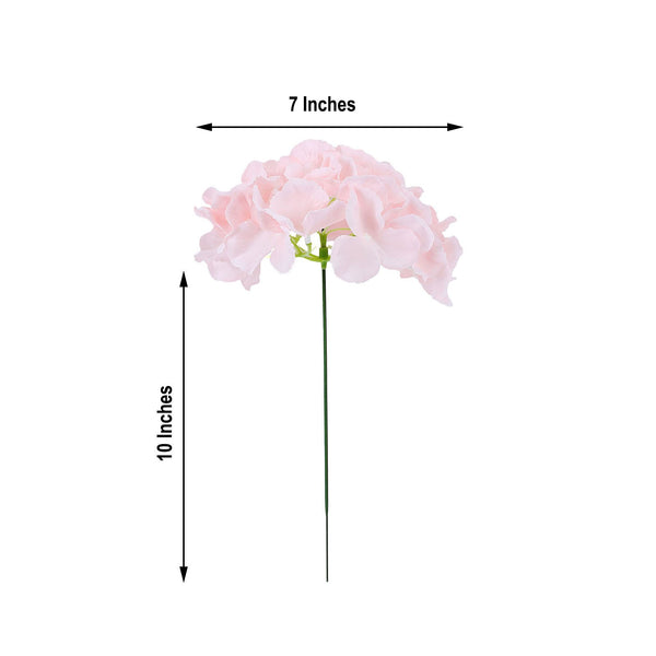 10 Pack - Artificial Hydrangeas Head and Wire Stems - DIY Dual Tone Hydrangea Flower Arrangements - Blush | Rose Gold