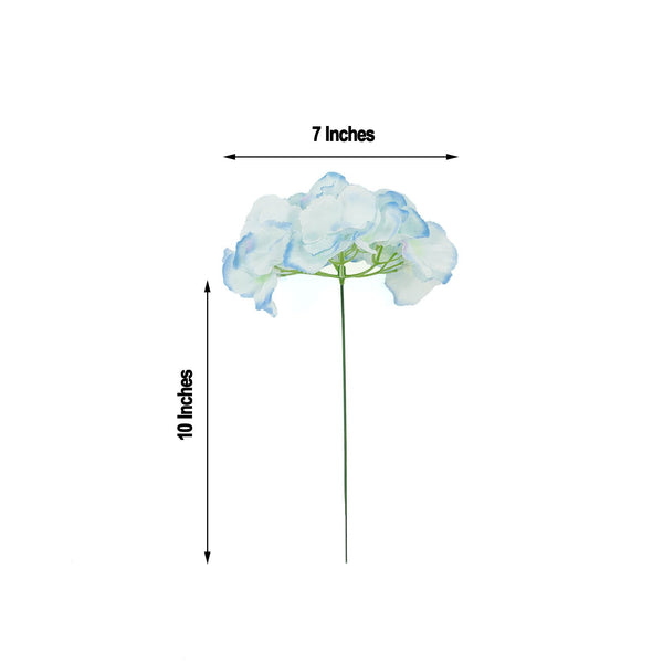 10 Pack - Blue Artificial Hydrangeas Head and Wire Stems - DIY Dual Tone Hydrangea Flower Arrangements